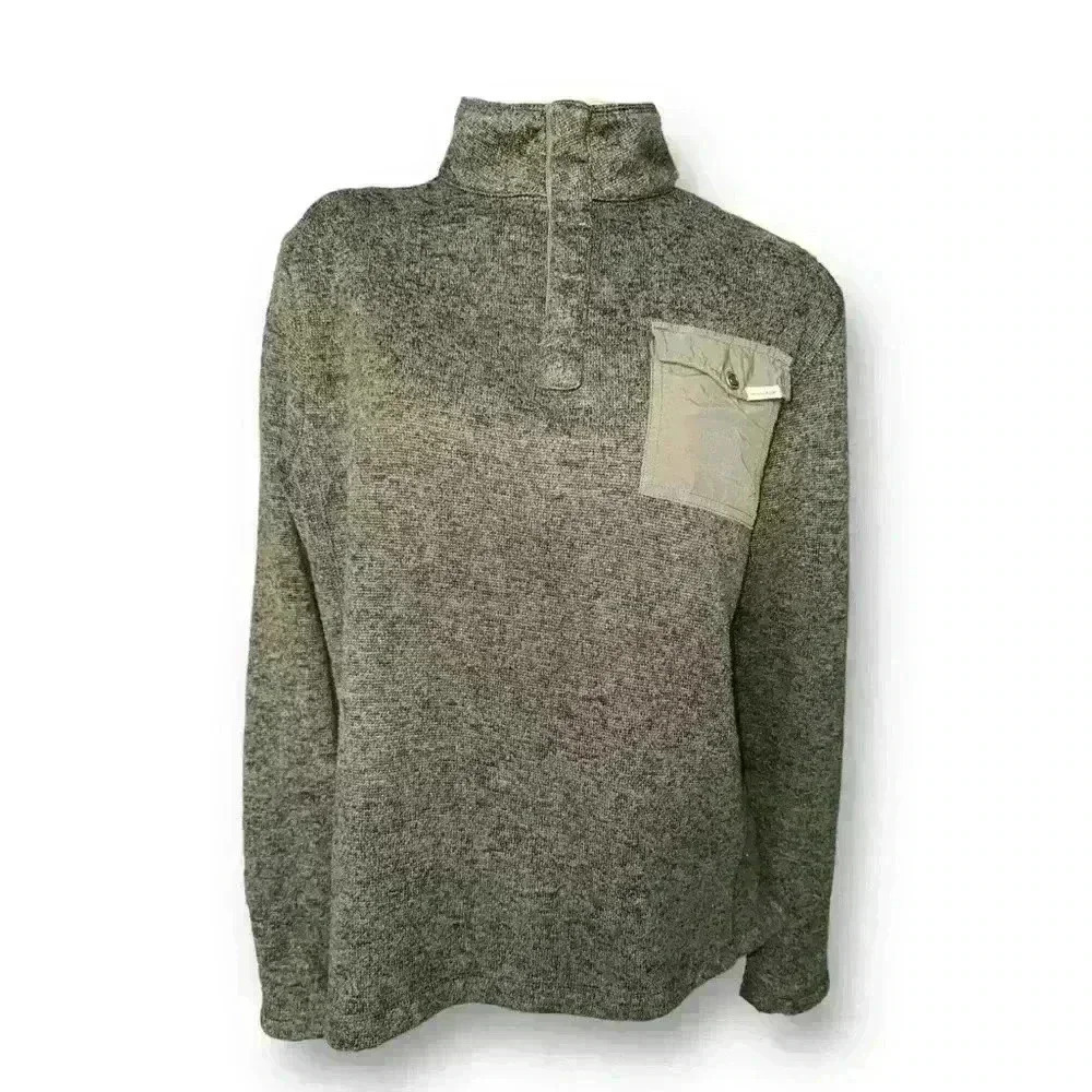 Woolrich women’s Pullover Quarter Button Jacket Top Sz Medium Green Sweater